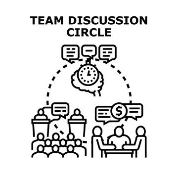 Team discussion circle presenting business collaboration concept Stock Illustration