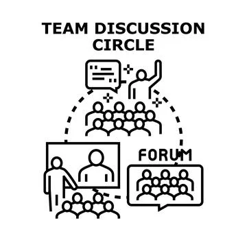 Team discussion circle presenting collaboration concepts Stock Illustration
