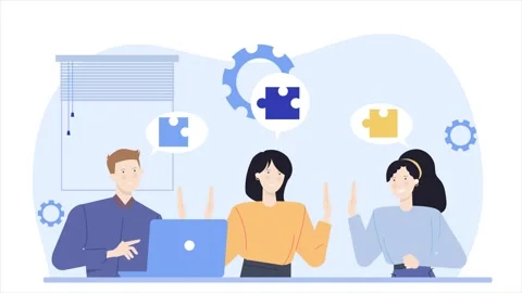 Team in discussion solving problem concept illustration business animated video Stock Footage 282942893