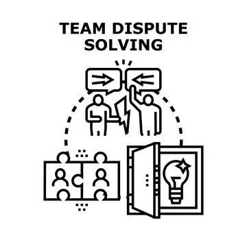 Team dispute solving process finding creative solution Stock Illustration