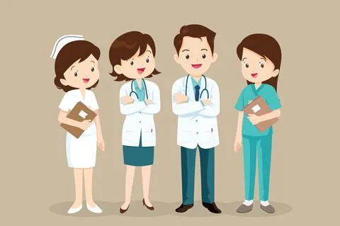 Team of doctors and nurses characters Stock Illustration