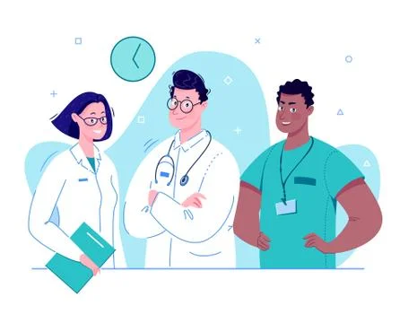 The team of doctors. Illustrazione stock