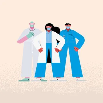 Team doctors staff Stock Illustration