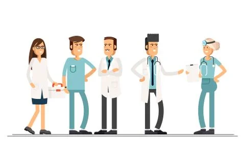 Team doctors on a white background Stock Illustration