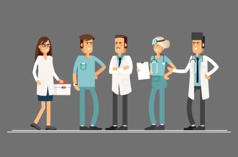 Team doctors on a white background Stock Illustration