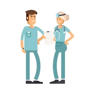 Team doctors on a white background. Vector illustration in flat style Stock Illustration