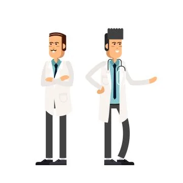 Team doctors on a white background. Vector illustration in flat style Stock Illustration