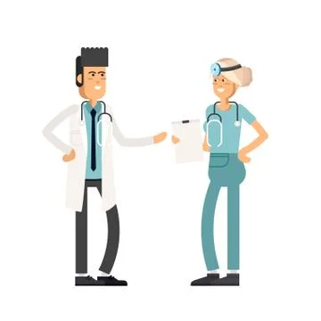 Team doctors on a white background. Vector illustration in flat style Stock Illustration