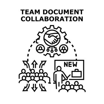 Team document collaboration process strategy concept 스톡 일러스트