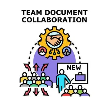 Team document collaboration process strategy concept Stock Illustration