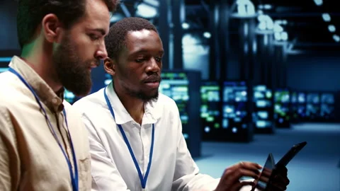 Team doing data center components tests Stock Footage 246243352