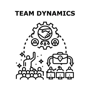 Team dynamics developing synergy and collaborative work Stock Illustration