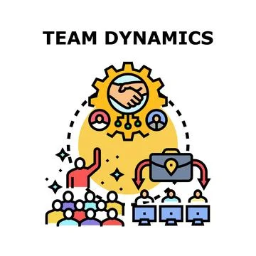 Team dynamics developing synergy and collaborative work Stock Illustration