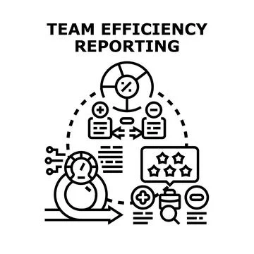 Team efficiency reporting analyzing business productivity levels Stockillustratie