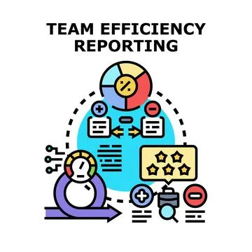 Team efficiency reporting analyzing business productivity levels Stockillustratie
