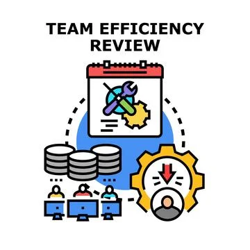 Team efficiency review analyzing business performance concept Stock Illustration