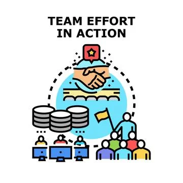 Team effort in action concept collaborating for success Stock Illustration