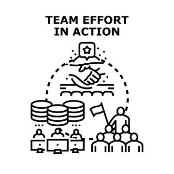 Team effort in action concept collaborating for success Stock Illustration