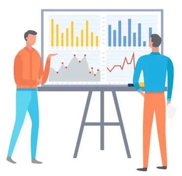 Team of Employees Brainstorming on Data Analysis Illustrazione stock