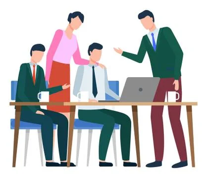 Team of Employees, Developing Idea on Meeting Stock Illustration