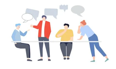 The team of employees discusses important issues, vector graphics Stock Illustration