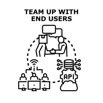 Team up with end users for innovation through api Stock Illustration