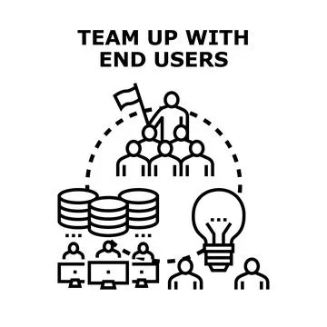 Team up with end users for product development イラスト素材