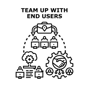 Team up with end users for product development Illustrazione stock