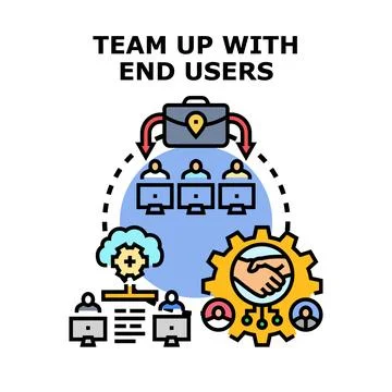 Team up with end users for product development Stock Illustration
