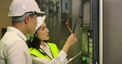 Team engineer checking the work process of the industrial. Video stock 153470335
