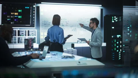 Team of Engineer Programming Stock Footage 256046315