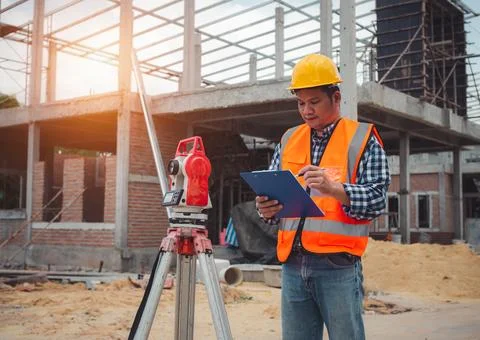 Team engineers checking and planning project working outdoors building side.. Stock Photos