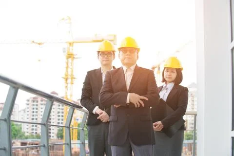 Team of engineers at the construction Stock Photos