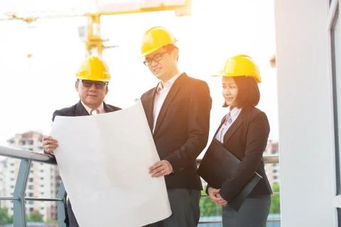 Team of engineers at the construction Stock Photos