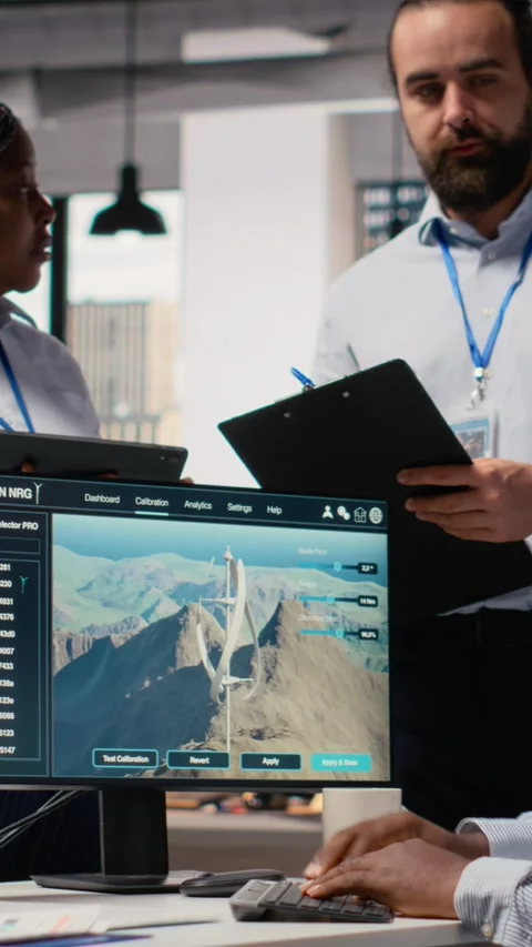 Team of engineers in office doing green energy production technology testing Stock Footage 315416962