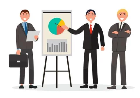 Team of Entrepreneurs Make Statistics Presentation 스톡 일러스트