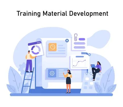 Team of experts crafting digital training materials. Stock Illustration