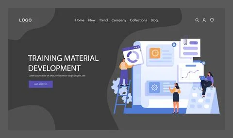 Team of experts crafting digital training materials. イラスト素材