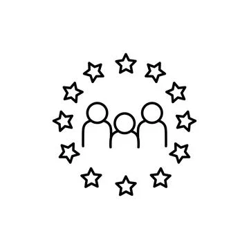 Team of experts. Professional quality. Vector linear icon isolated on white b Stock Illustration