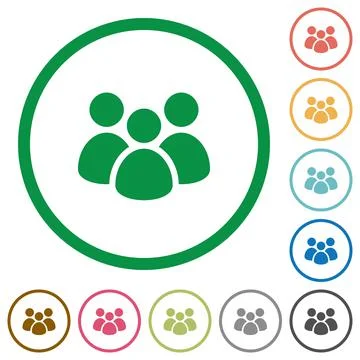 Team flat icons with outlines Stock Illustration