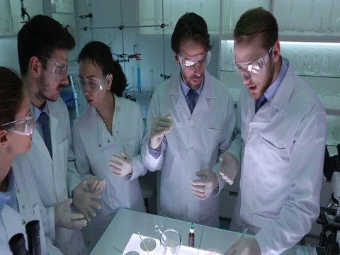 Team of Forensics Scientists Cooperation Various Experiment Science Laboratory Stock Footage 83427978