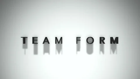 Team form animated title matte black words set on a white backdrop Stock Footage 301837636