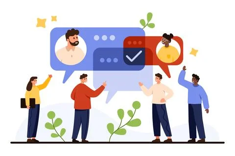 Team Gathering Feedback and Making Decisions Stock Illustration