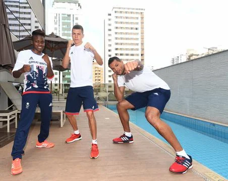 Team Gb Boxing Train Ahead Of The Rio Olympics In Belo Horizote Brazil. Pic Andy Fotos de archivo