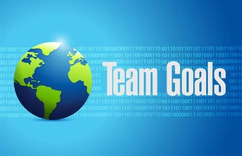 Team goals international globe binary sign concept Illustrazione stock