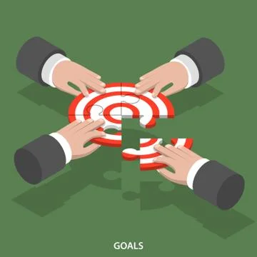 Team goals isometric flat vector concept. Stock Illustration