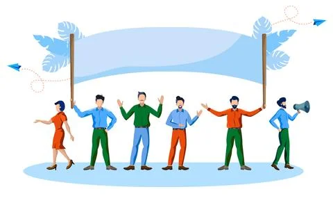 Team, group holding banner vector illustration concept Stock-Illustration