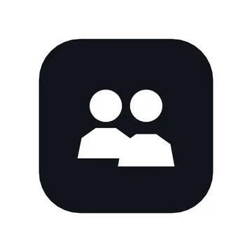 Team Group Icon Black Rounded Square Button Business Finance Symbol Vector Stock Illustration