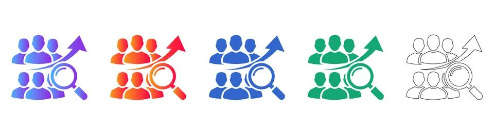 Team Growth and Analytics Icon Set 库存插图