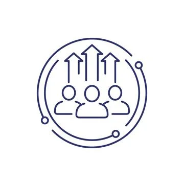 Team growth and development line icon on white Stock Illustration